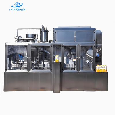 स्वच्छ जूस पैकेजिंग के लिए स्टेनलेस स्टील रूफ कार्टन फिलिंग मशीन 304 316 सामग्री, कॉम्पैक्ट 3300 मिमी लंबाई, स्पेस ऑप्टिमाइज़्ड डिज़ाइन